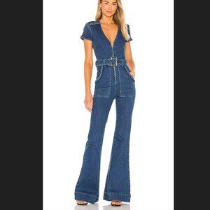 Show Me Your Mumu Heartland Denim Jumpsuit | 70s Flare Festival Western Size L